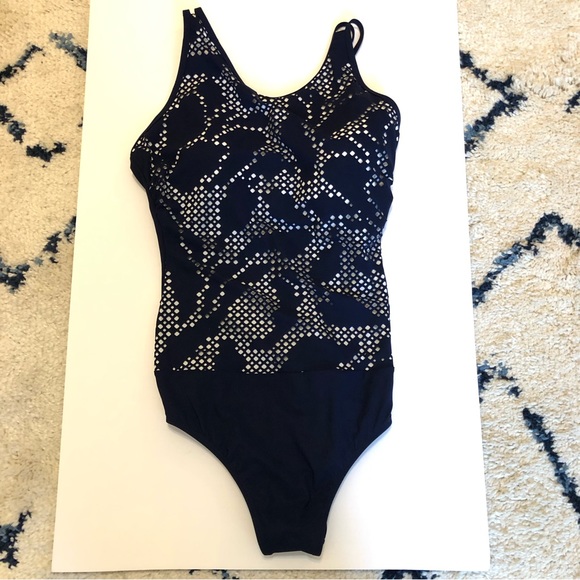 NEW PROFILE BY GOTTEX Navy Mashrabiya One-piece Swimsuit 12 - Picture 4 of 14